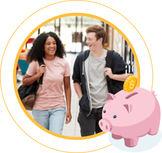 Pursuing Financial Aid (FAFSA)- two students walking on campus