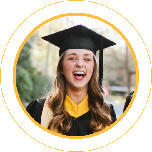 Transitioning to College- laughing female graduate
